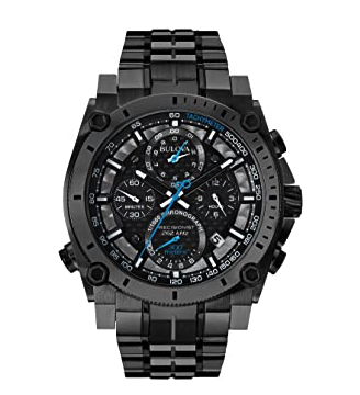 Bulova Men's Icon High Precision Quartz Chronograph Watch, Curved Mineral Crystal, 300m Water Resistant, Continous Sweeping Secondhand, Luminous Markers